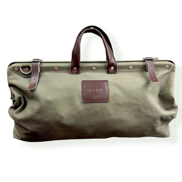 Line of Trade Canvas Leather‎ Weekender Duffle Messenger Mason Bag Olive Green - Picture 1 of 10